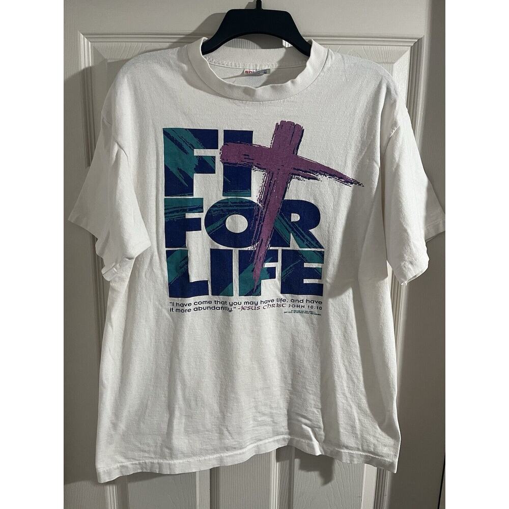 Fit For Life Jesus Shirt Christian Sz L Vintage John 10:10